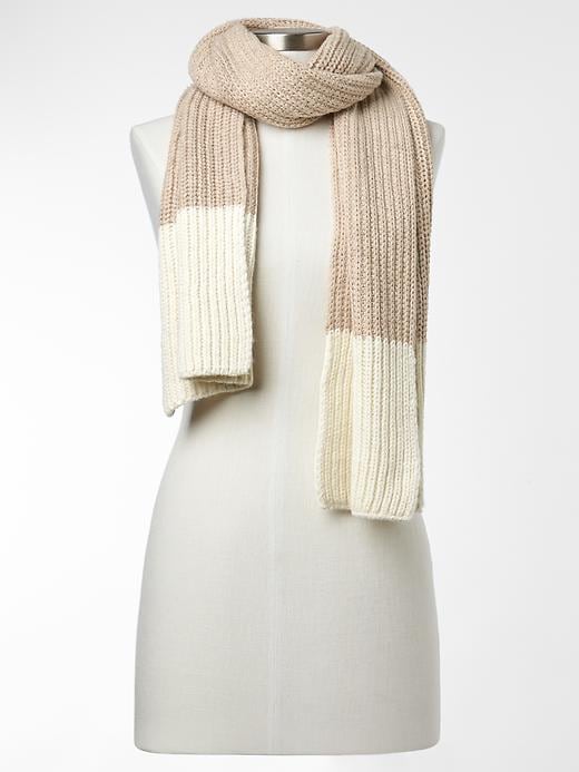 1 of 8 showing, with the color oatmeal heather of product Colorblock ribbed scarf