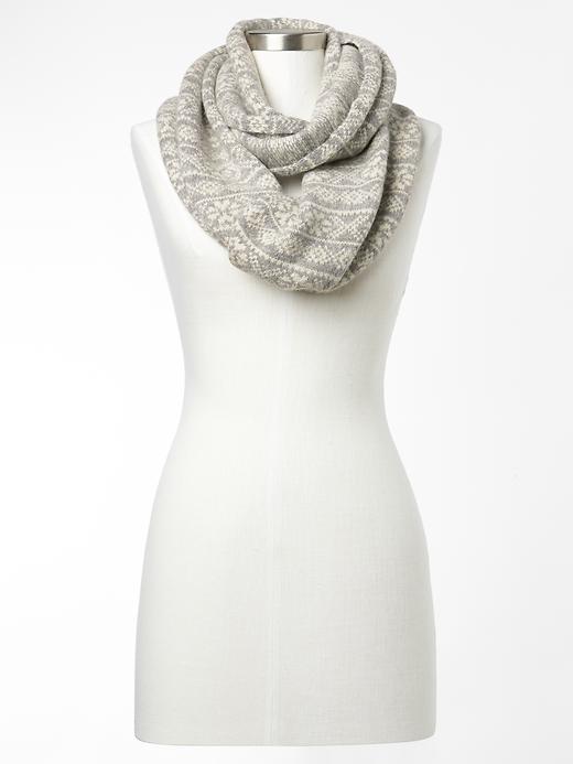 1 of 8 showing, with the color heather grey of product Fair isle cowl scarf