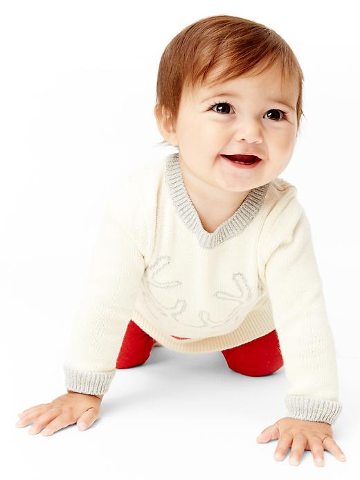2 of 8 showing, with the color french vanilla of product Christmas reindeer sweater dress