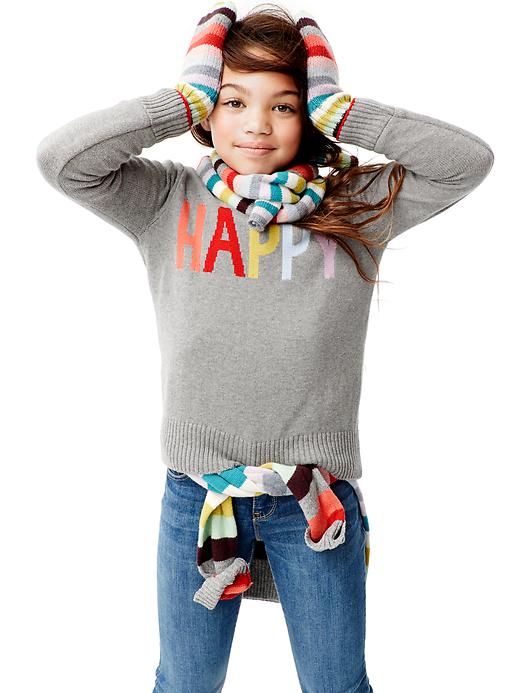 2 of 8 showing, with the color grey heather of product Intarsia happy sweater