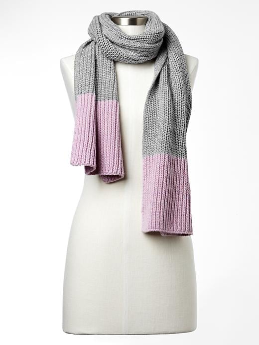 1 of 8 showing, with the color heather grey of product Colorblock ribbed scarf