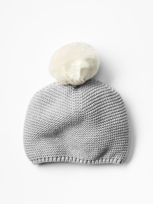 1 of 8 showing, with the color gray of product Festive pom-pom beanie