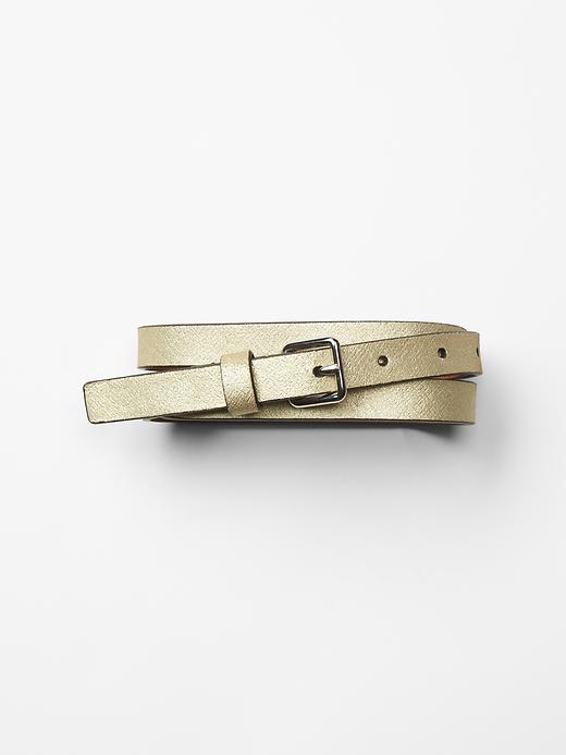 1 of 8 showing, with the color gold of product Metallic leather belt