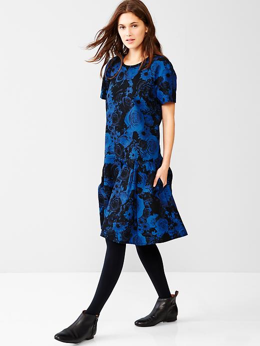 1 of 8 showing, with the color blue floral of product Floral drop-waist dress
