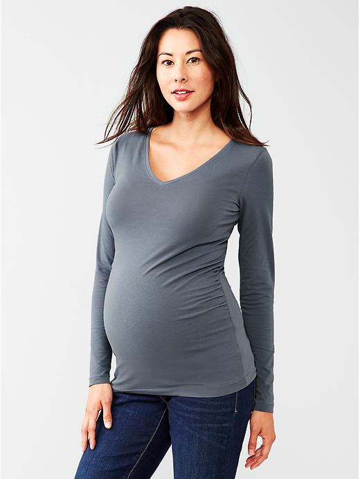 1 of 8 showing, with the color blue grey of product Maternity Pure Body V-Neck T-Shirt