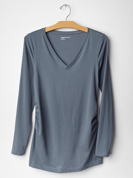 2 of 8 showing, with the color blue grey of product Maternity Pure Body V-Neck T-Shirt