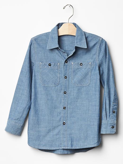 1 of 8 showing, with the color denim of product Chambray shirt