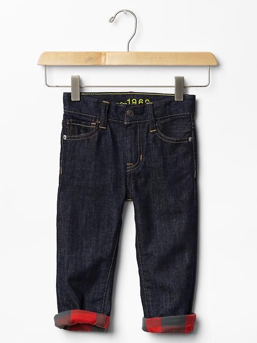 Image number 1 showing, Flannel-lined straight jeans