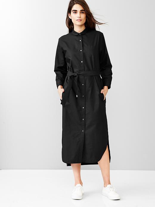 1 of 8 showing, with the color black ink of product Midi shirtdress