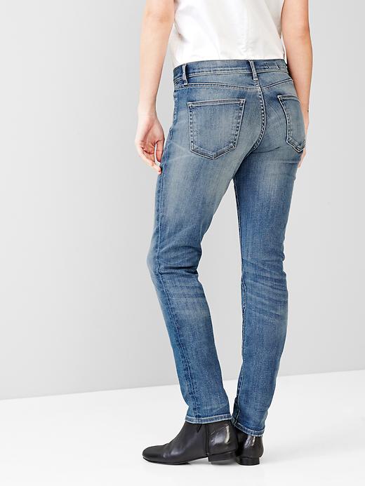2 of 8 showing, with the color vintage blue of product 1969 destructed resolution slim straight jeans