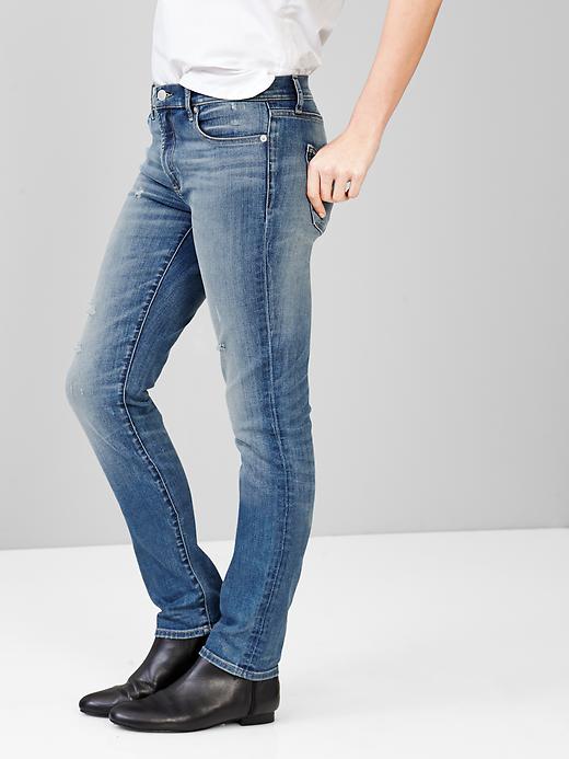 1 of 8 showing, with the color vintage blue of product 1969 destructed resolution slim straight jeans