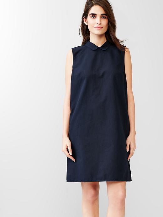 1 of 8 showing, with the color navy of product Sleeveless shift dress