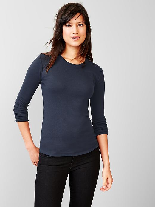 1 of 8 showing, with the color deep sailor blue of product Supersoft crewneck tee