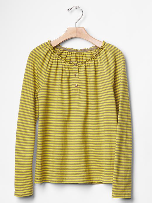 1 of 8 showing, with the color olive orchard of product Ruffle-trim henley