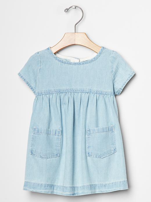 1 of 8 showing, with the color pale blue of product Denim Pocket Dress