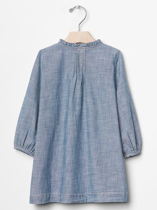 2 of 8 showing, with the color denim of product Pintuck chambray dress