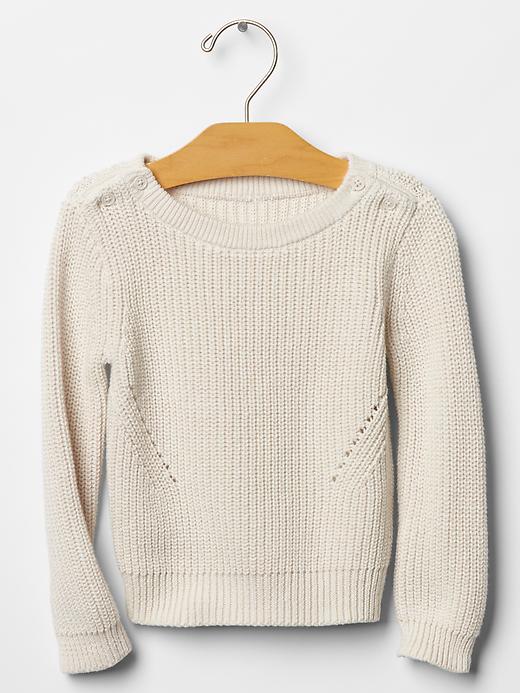 View large product image 1 of 1. Pointelle ribbed sweater
