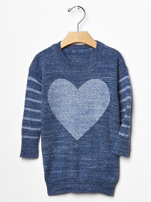 View large product image 1 of 1. Heart stripe sweater dress