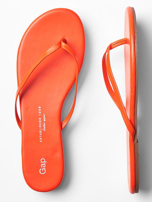 1 of 8 showing, with the color letterman orange of product Leather flip flops