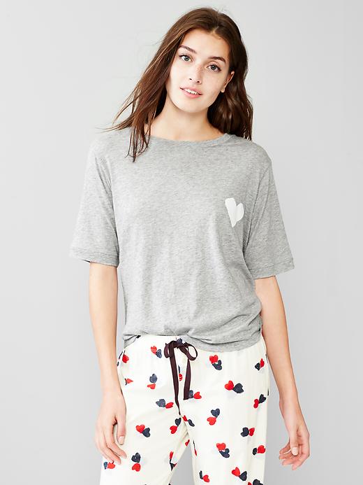 1 of 8 showing, with the color white heart graphic of product Jersey heart tee