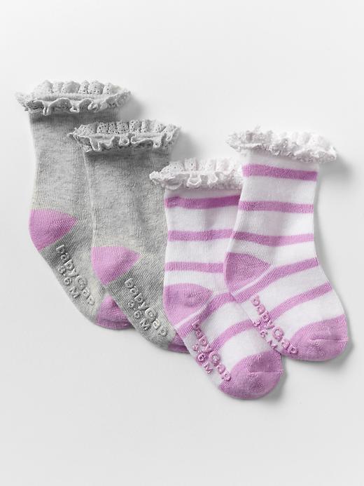 1 of 8 showing, with the color multi of product Crochet-trim socks (2-pack)