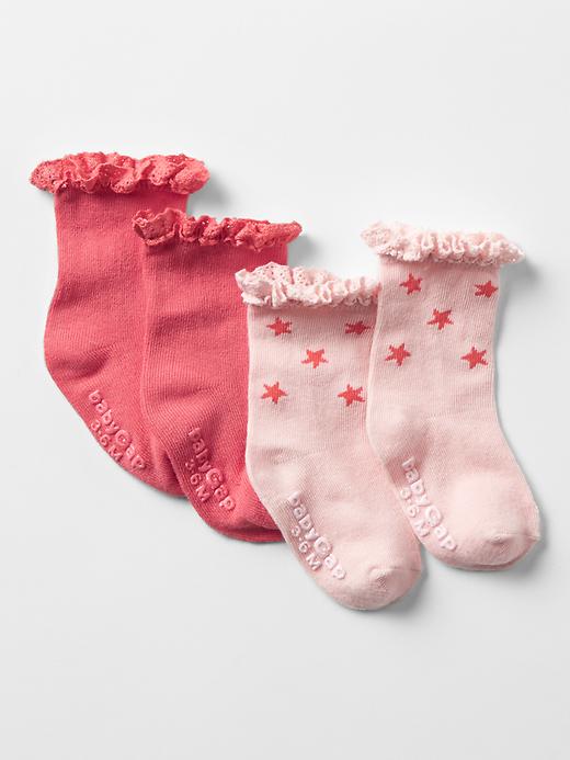 1 of 8 showing, with the color flamingo of product Crochet-trim socks (2-pack)
