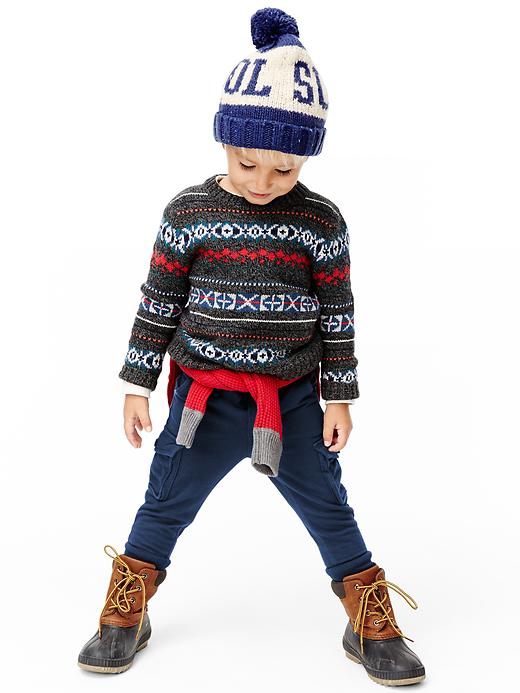 2 of 8 showing, with the color new nordic red of product Contrast waffle raglan sweater