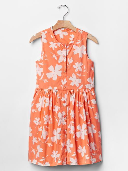 View large product image 1 of 1. Floral sleeveless shirtdress