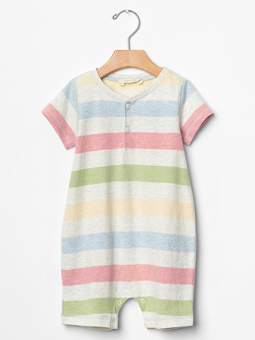 1 of 8 showing, with the color multi stripe of product Organic rainbow stripe romper