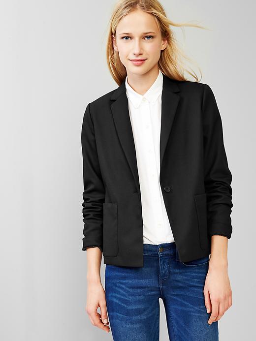 1 of 8 showing, with the color true black of product Basketweave blazer