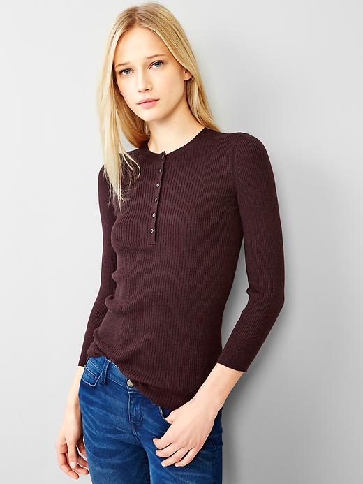 1 of 8 showing, with the color plum heather of product Ribbed henley