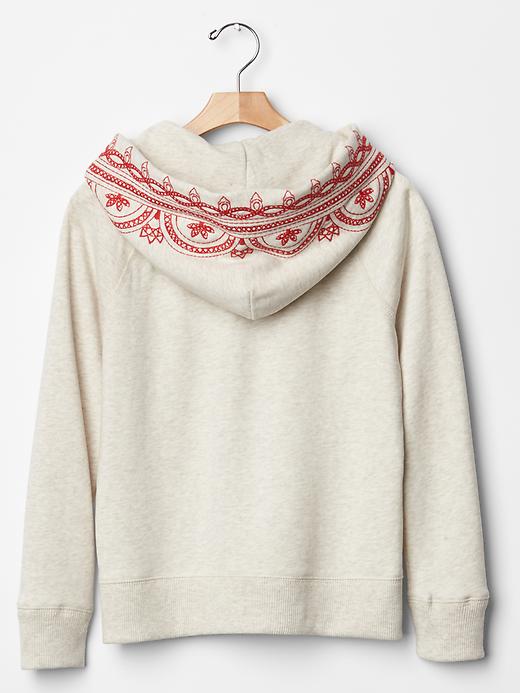 2 of 8 showing, with the color oatmeal heather of product Embroidered zip hoodie