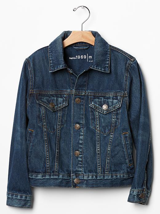 1 of 8 showing, with the color indigo of product Kids Icon Denim Jacket