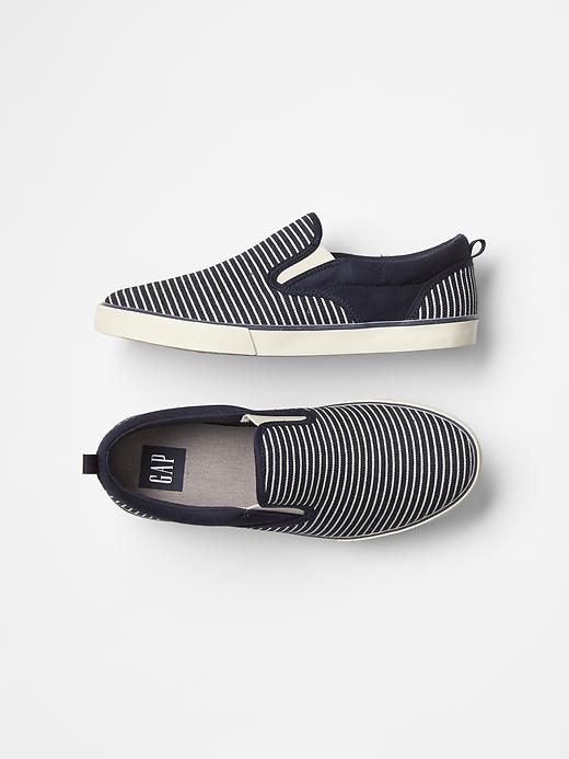 1 of 8 showing, with the color railroad stripe of product Stripe denim slip-on sneakers