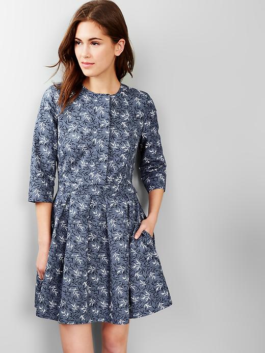 1 of 8 showing, with the color blue pearl of product Pleated print dress