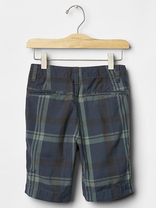 2 of 8 showing, with the color blue of product Plaid flat front shorts