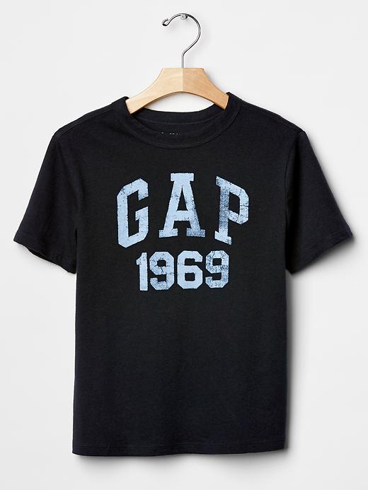 1 of 8 showing, with the color deep true navy of product Logo graphic tee