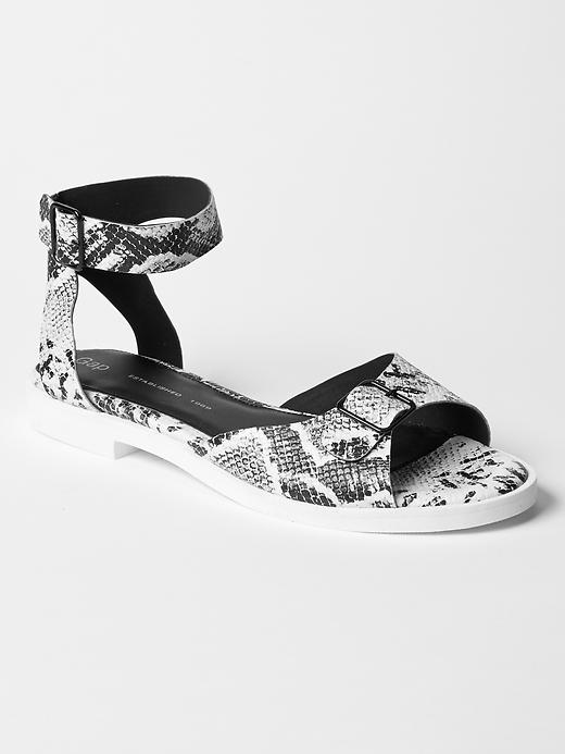 1 of 8 showing, with the color black snake of product Leather buckle sandals