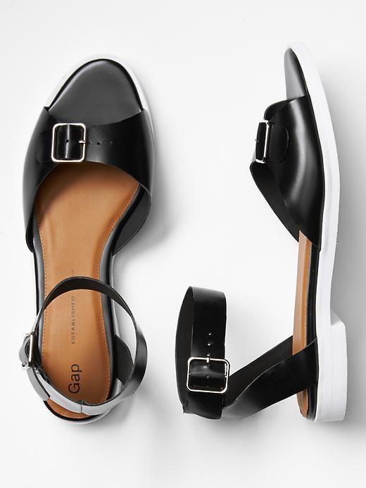 2 of 8 showing, with the color true black of product Leather buckle sandals