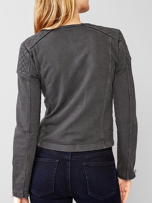 2 of 8 showing, with the color soft black of product Quilted moto knit jacket