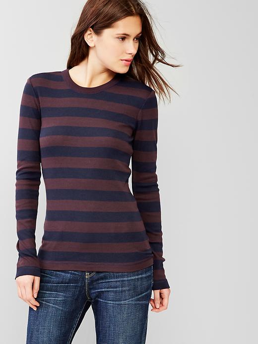 Image number 1 showing, Supersoft stripe crew tee