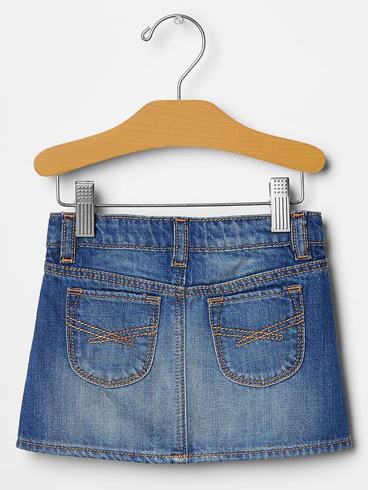 2 of 8 showing, with the color indigo denim of product Denim Mini Skirt
