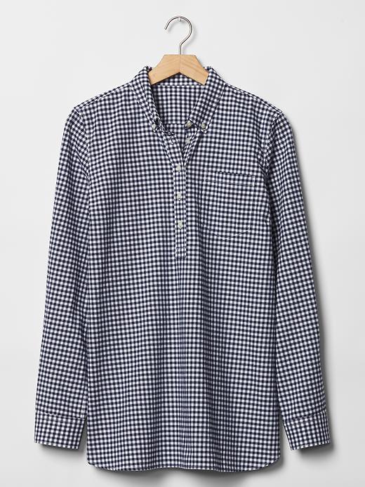 View large product image 2 of 2. Fitted boyfriend gingham oxford shirt