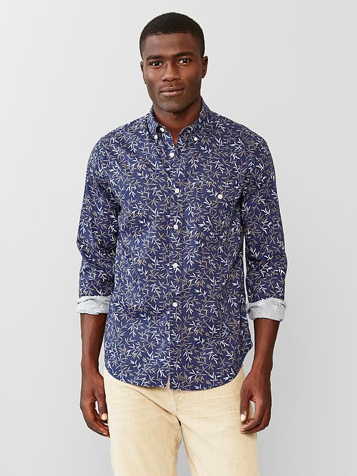 1 of 8 showing, with the color dutch blue of product Leafy vine print shirt