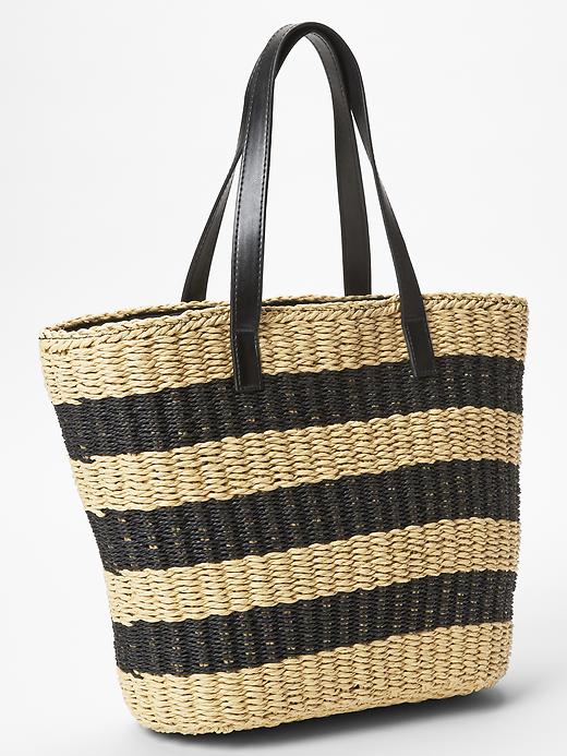 1 of 8 showing, with the color black stripe of product Stripe straw tote