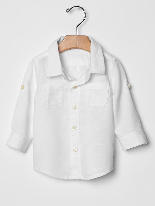 2 of 8 showing, with the color white of product Convertible linen shirt