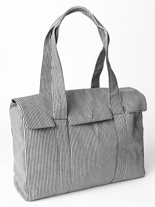 1 of 8 showing, with the color black w/white stripes of product Canvas satchel