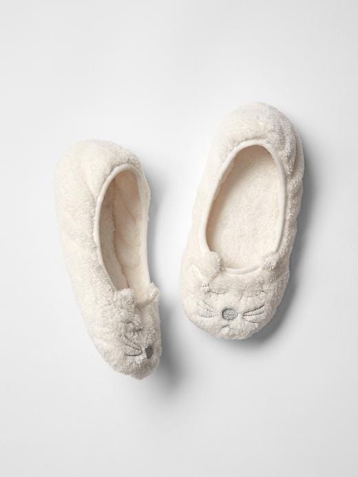 1 of 8 showing, with the color new off white of product Cat fleece slippers