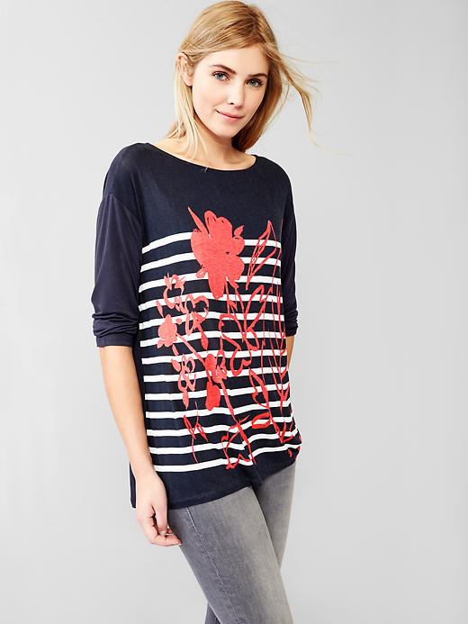 1 of 8 showing, with the color paisley blue of product Floral stripe tunic