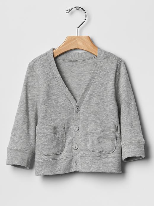 1 of 8 showing, with the color heather gray of product Slub V-neck cardigan